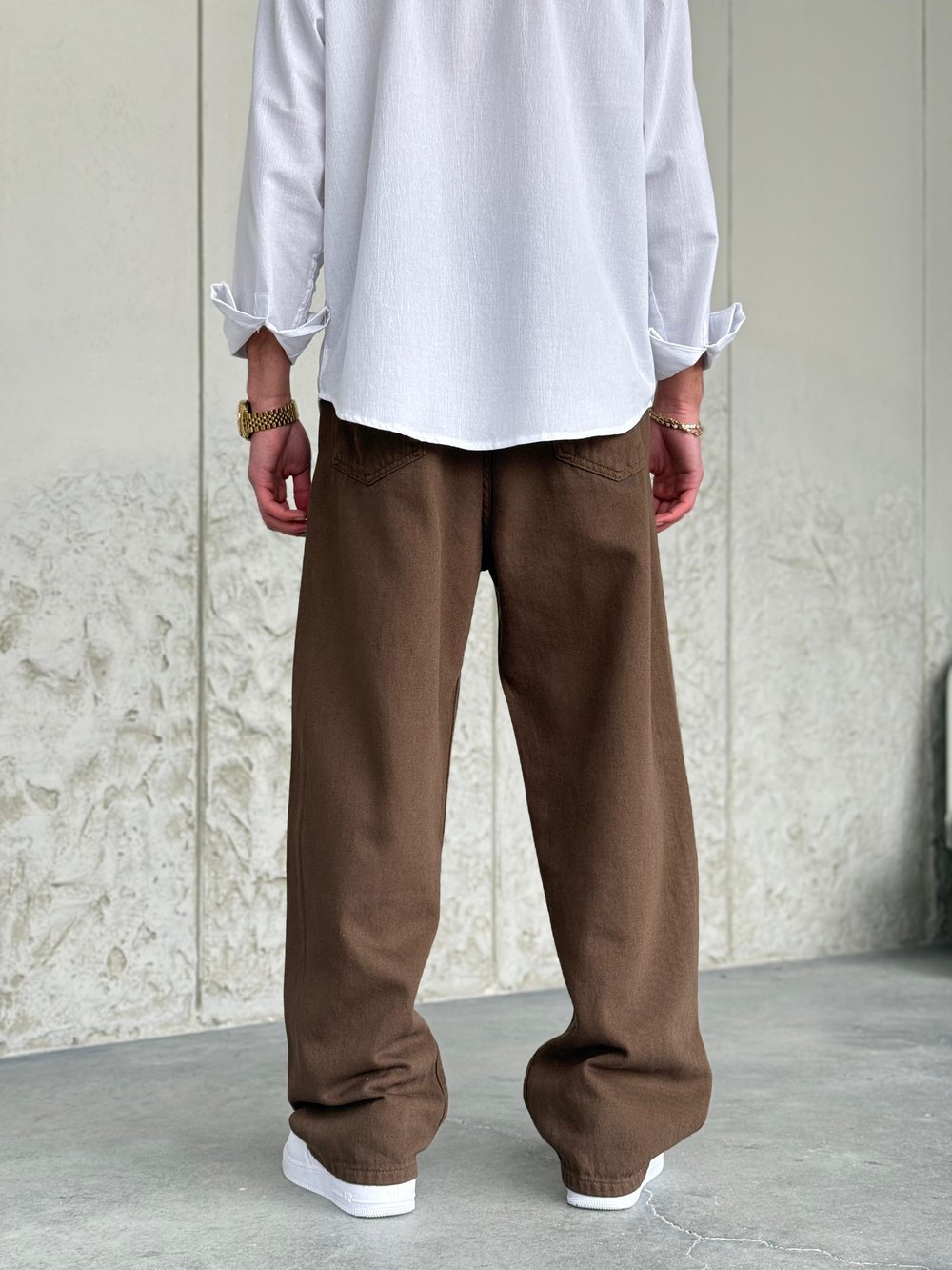 Gabardin Kahve Baggy Pantolon 