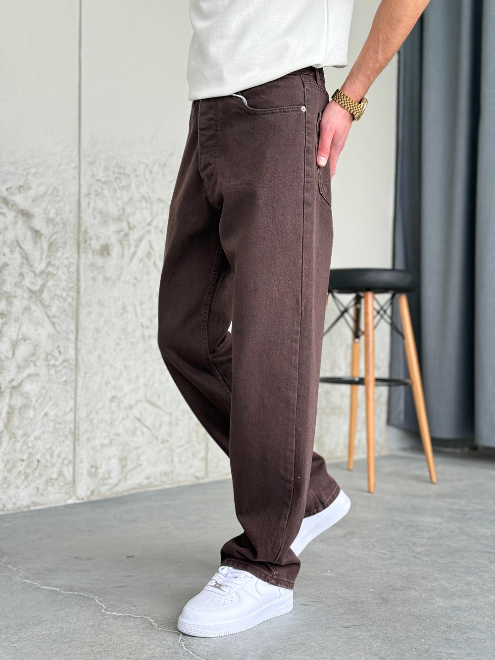 Kahve Baggy Kot Pantolon