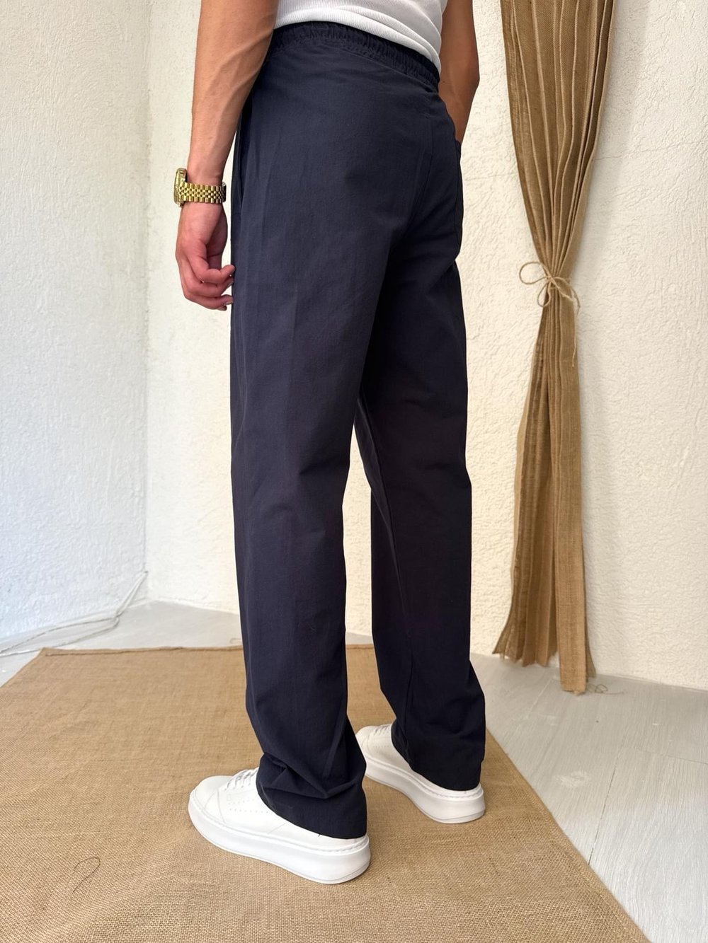 Keten Lacivert Baggy Pantolon 
