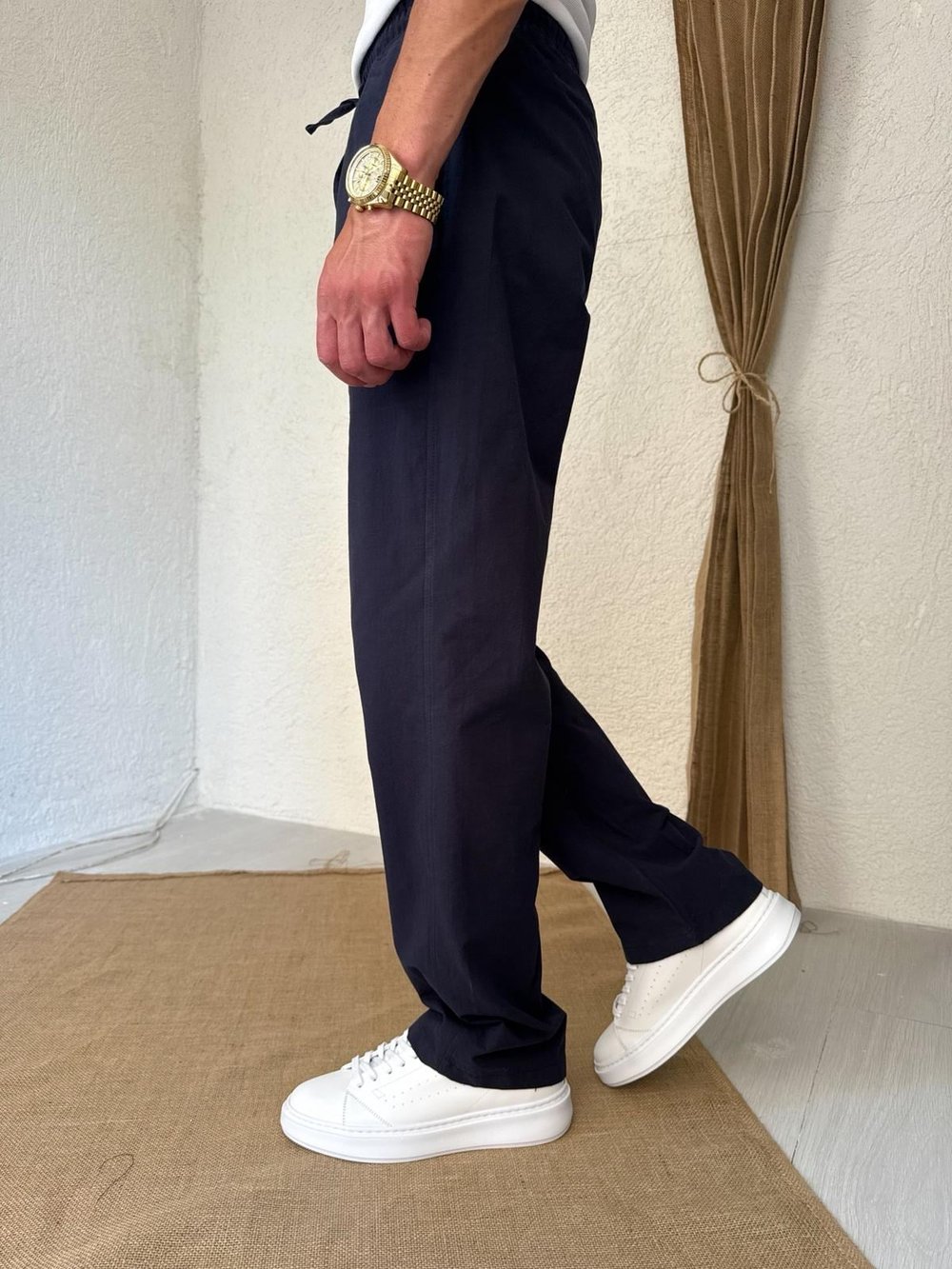 Keten Lacivert Baggy Pantolon 