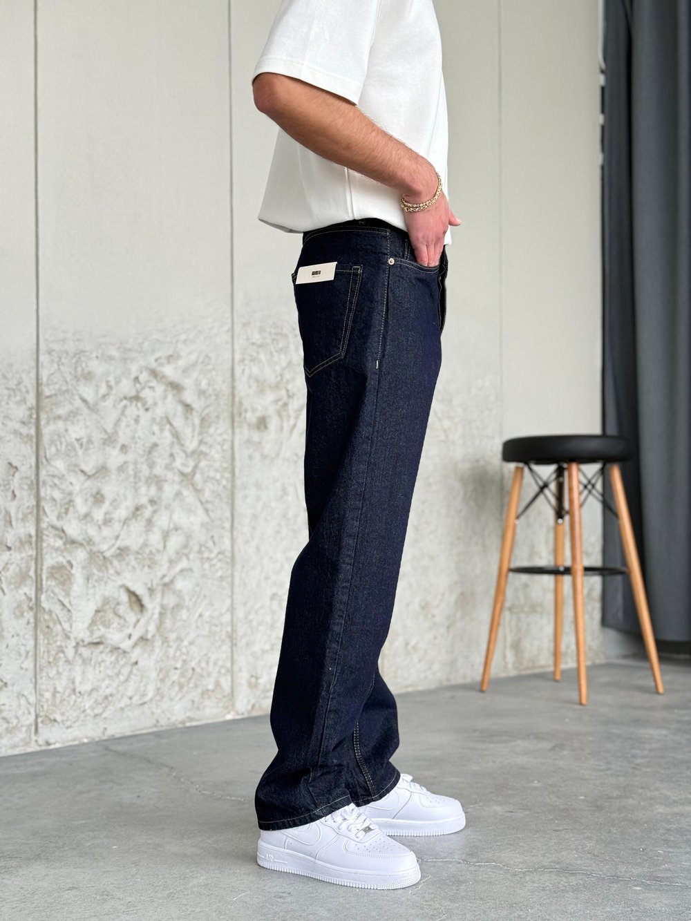 Lacivert Baggy Kot Pantolon