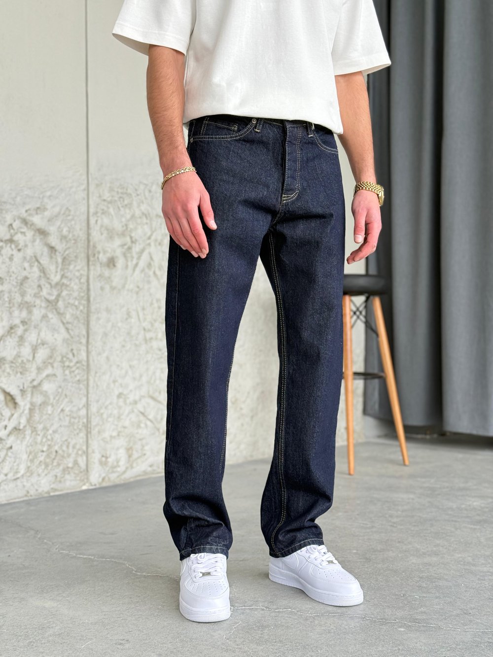 Lacivert Baggy Kot Pantolon