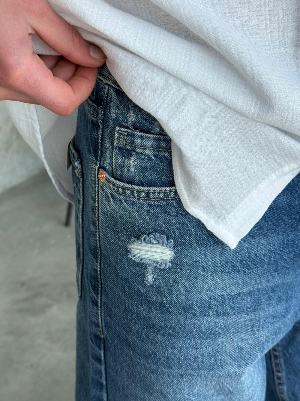 Mavi Lazer Detaylı Boyfrıend Kot Pantolon
