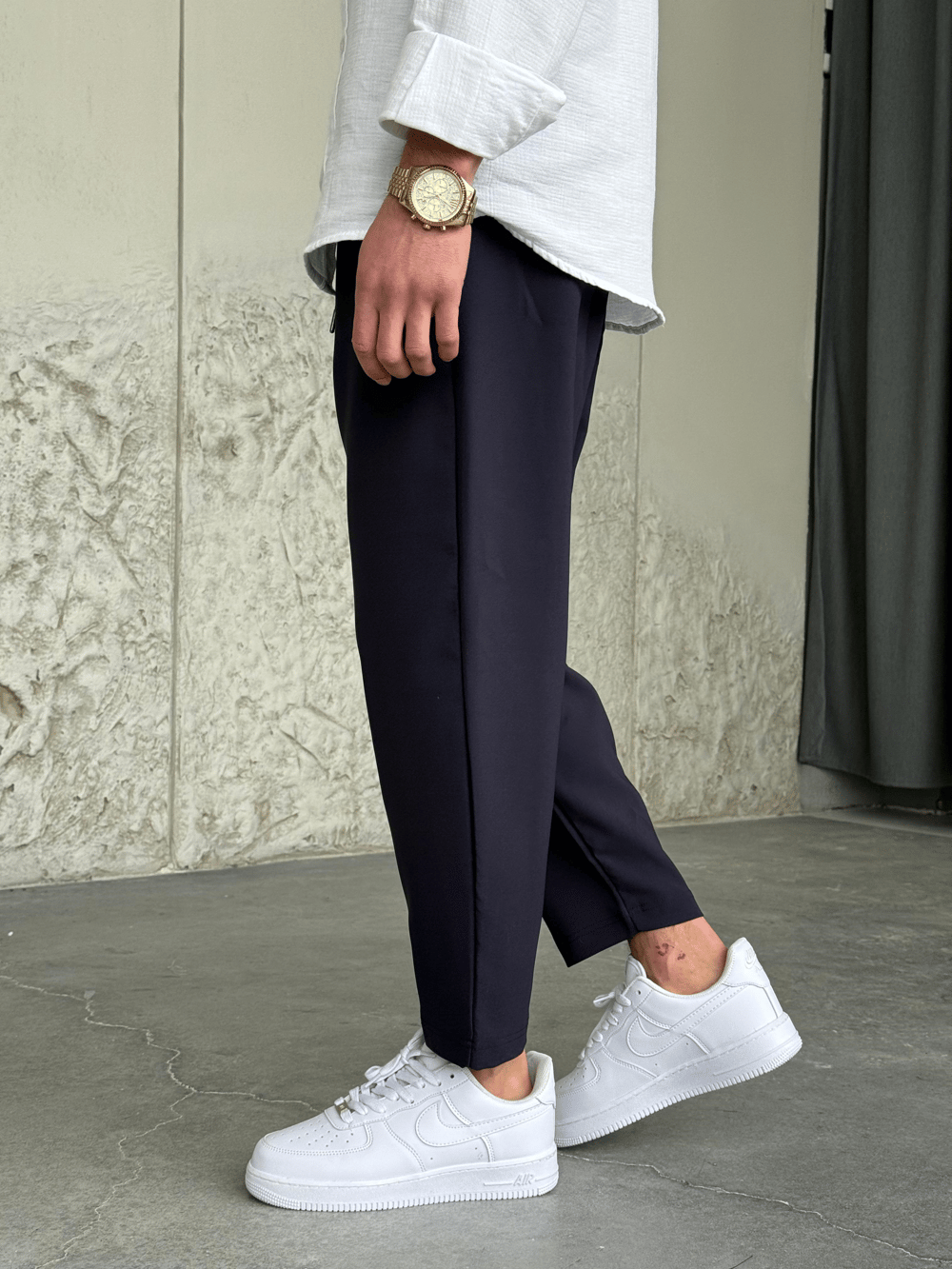 Rahat Kalıp Boyfrıend Lacivert Jogger Pantolon 