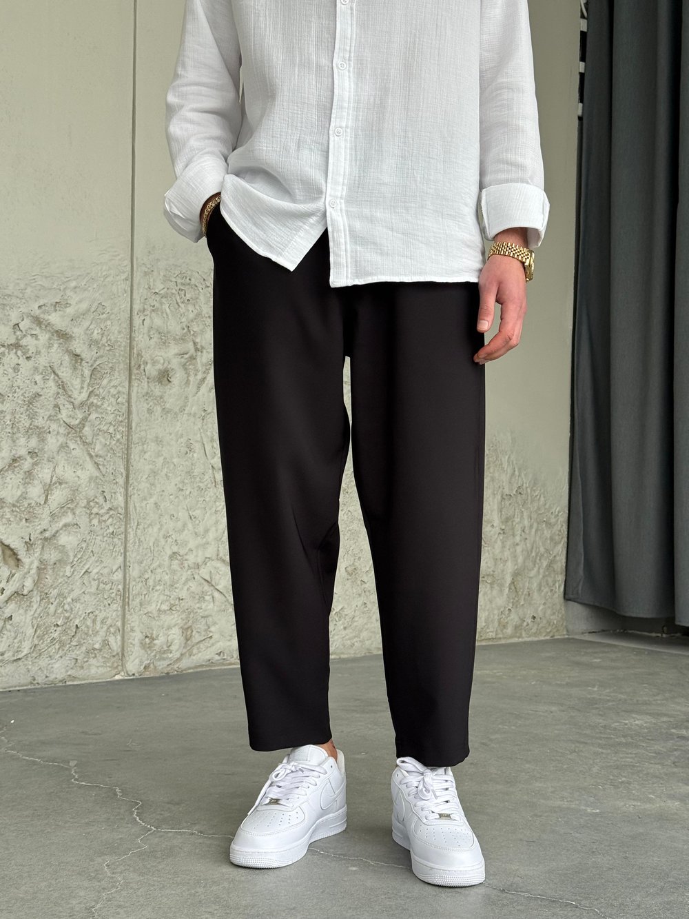 Rahat Kalıp Boyfrıend Siyah Jogger Pantolon 