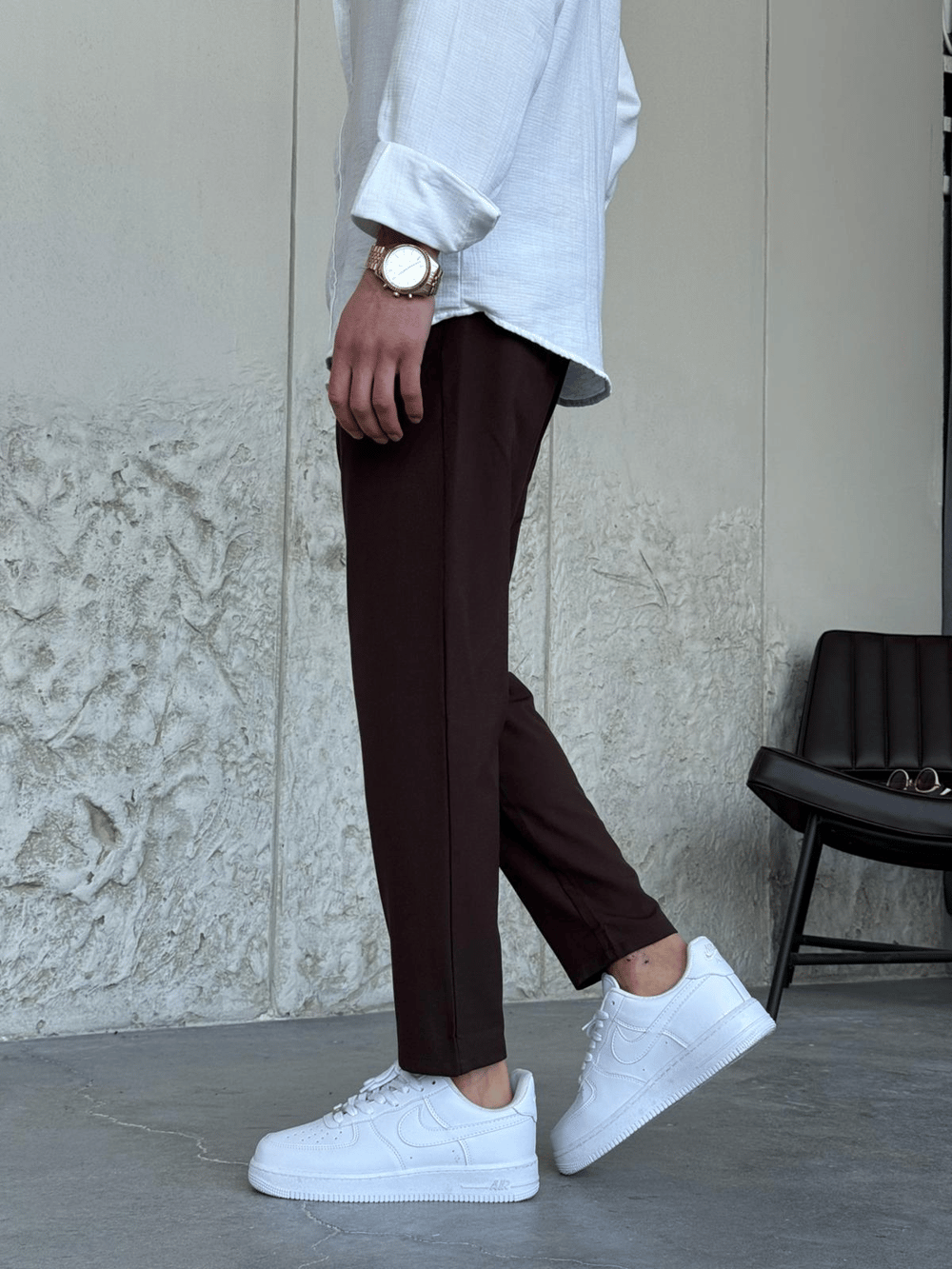 Slim Fit Kahve Kumaş Pantolon 