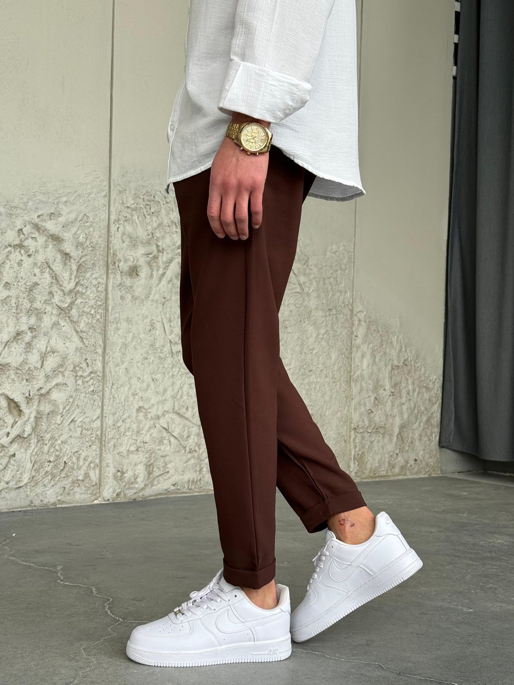 Slimfit Double Paça Kahve Jogger Pantolon