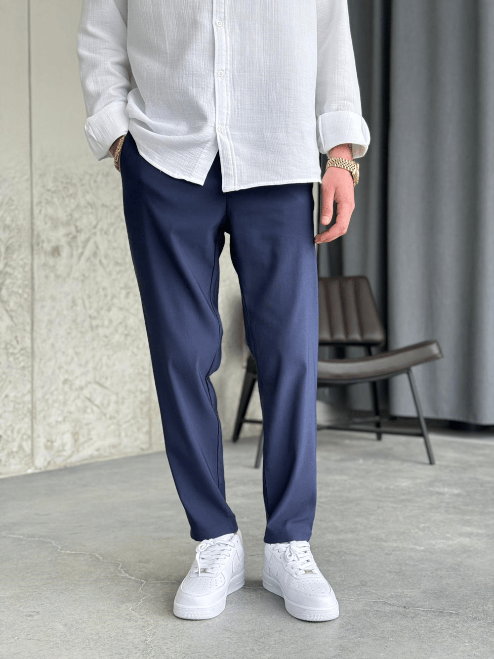 Slimfit Lacivert Likralı Jogger Pantolon 