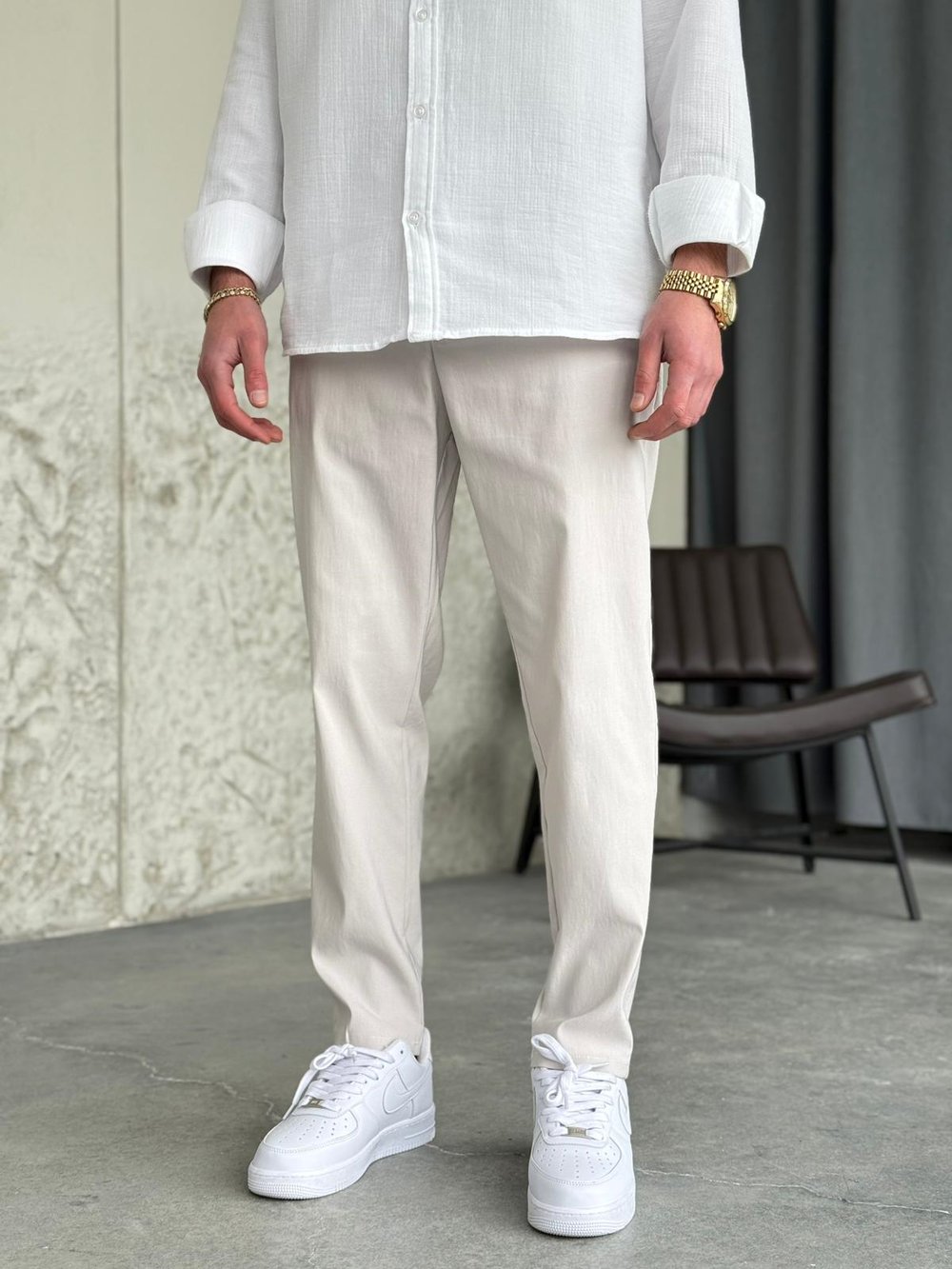 Slimfit Likralı Taş Rengi Jogger Pantolon