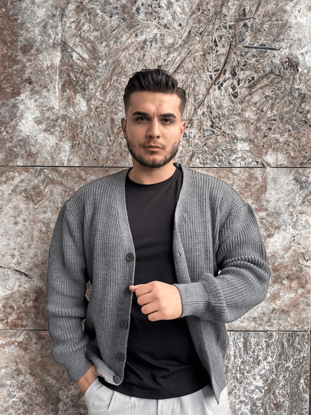 Classic Line Triko Gri Hırka