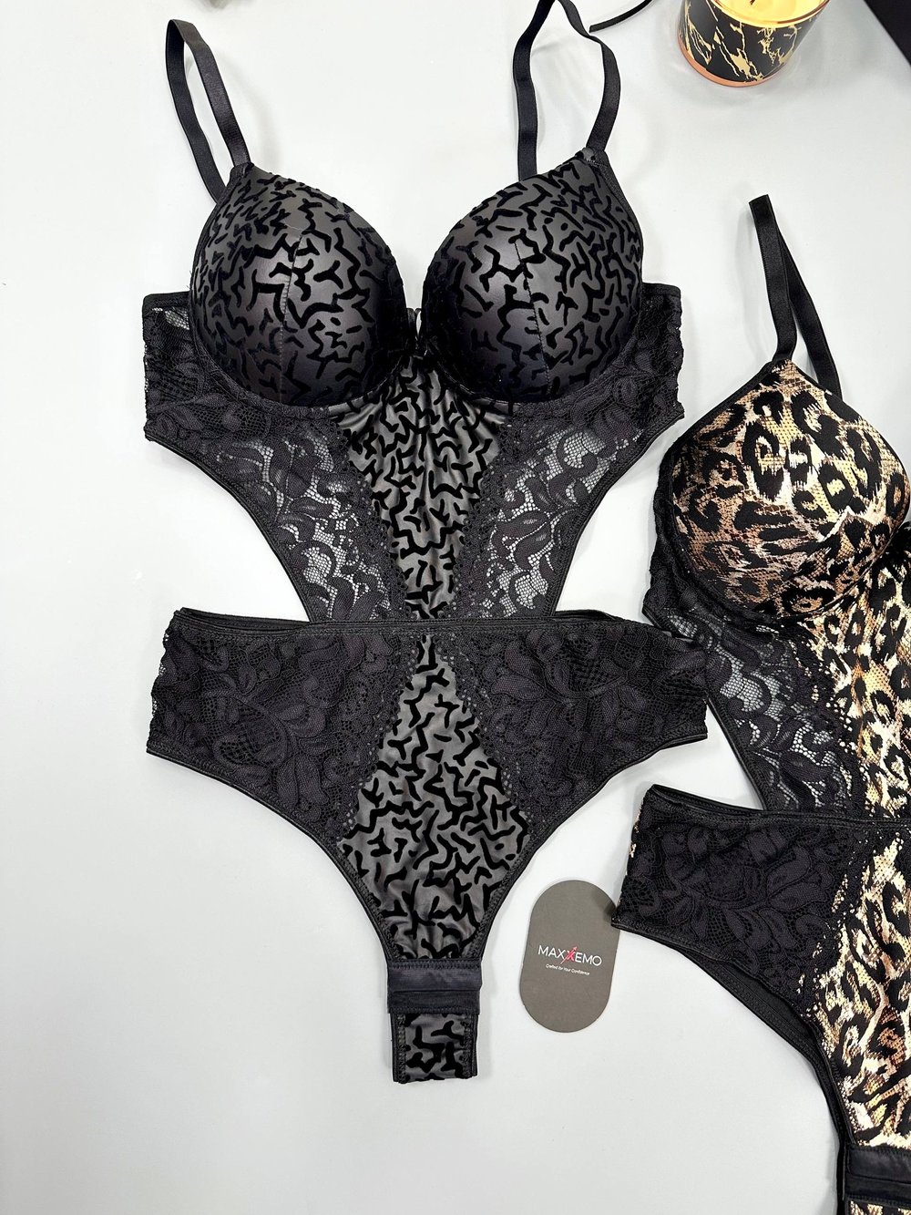 Gold & Black Leopar Bodysuit ( 2li Set )