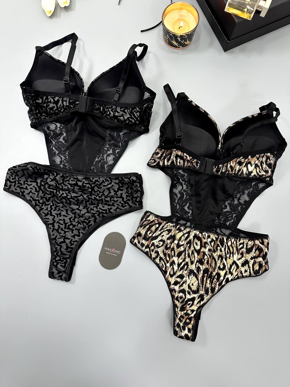 Gold & Black Leopar Bodysuit ( 2li Set )