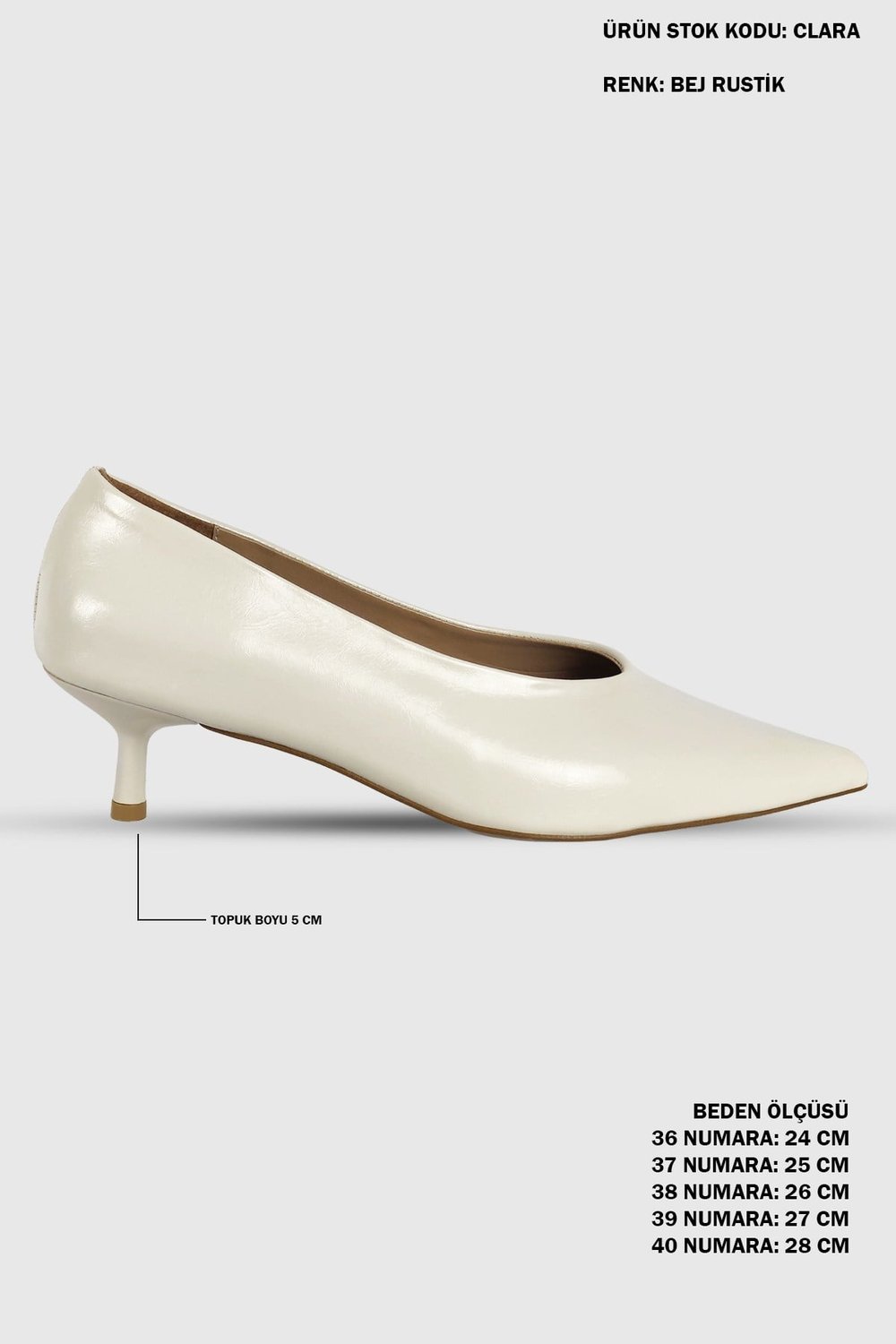 Clara Bej Mat Sivri Burun Kadın Stiletto