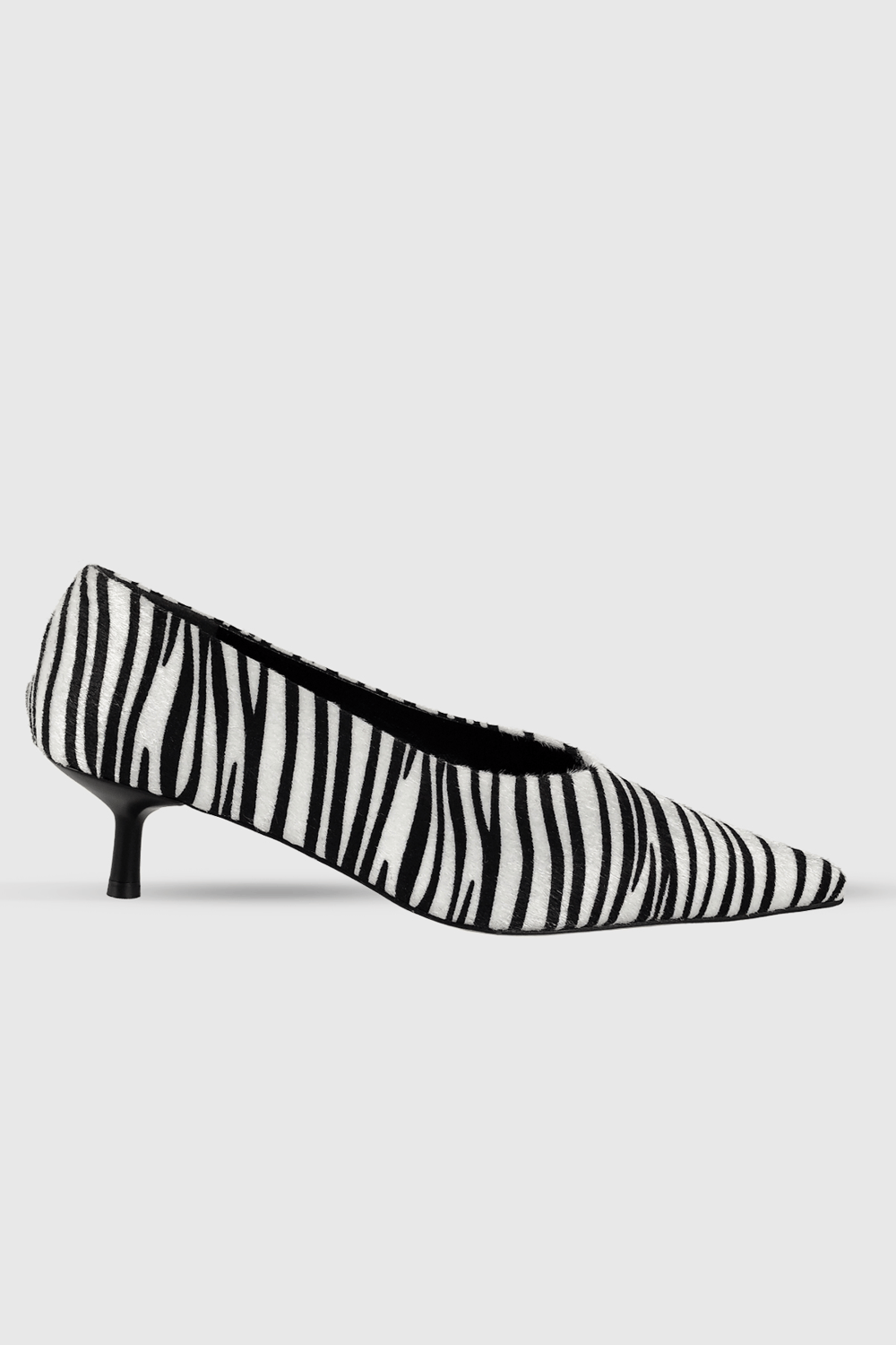 Clara Siyah Beyaz Desenli Sivri Burun Kadın Stiletto