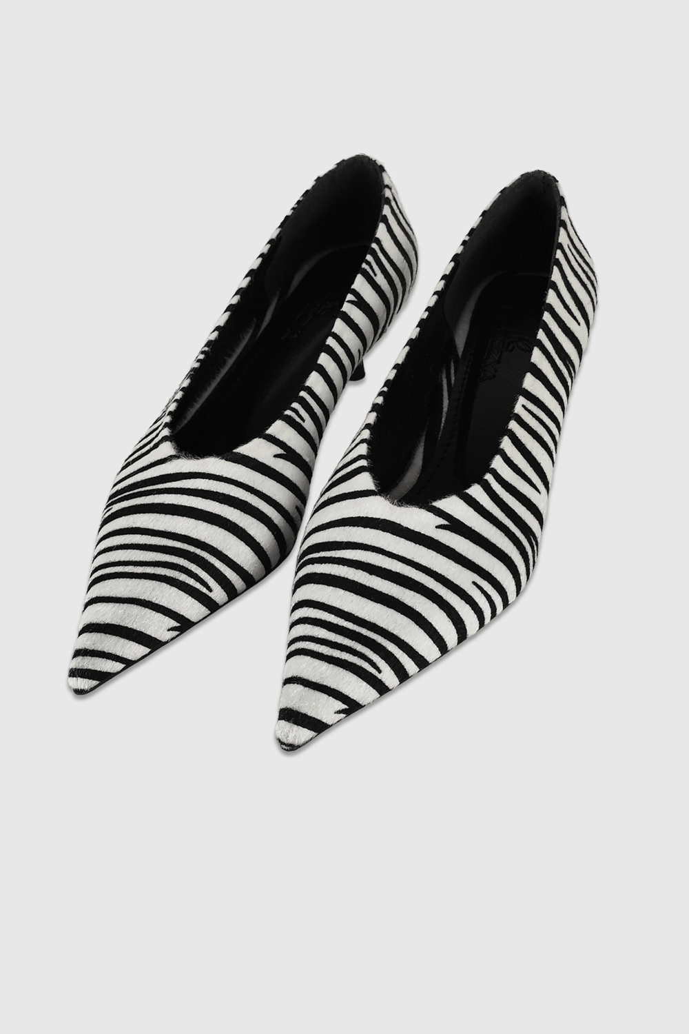 Clara Siyah Beyaz Desenli Sivri Burun Kadın Stiletto