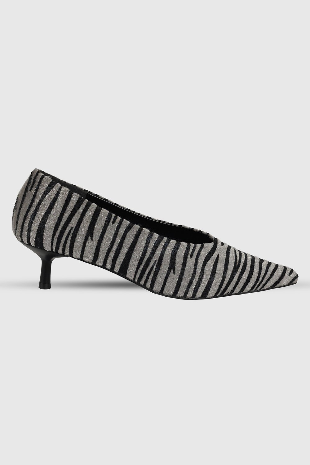 Clara Siyah Gri Desenli Sivri Burun Kadın Stiletto