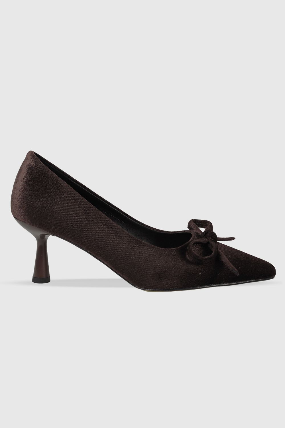 Daphne Kahve Kadife Fiyonk Detay Kadın Stiletto