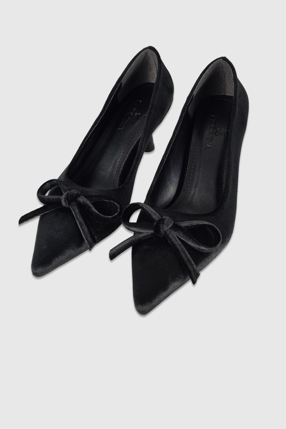 Daphne Siyah Kadife Fiyonk Detay Kadın Stiletto