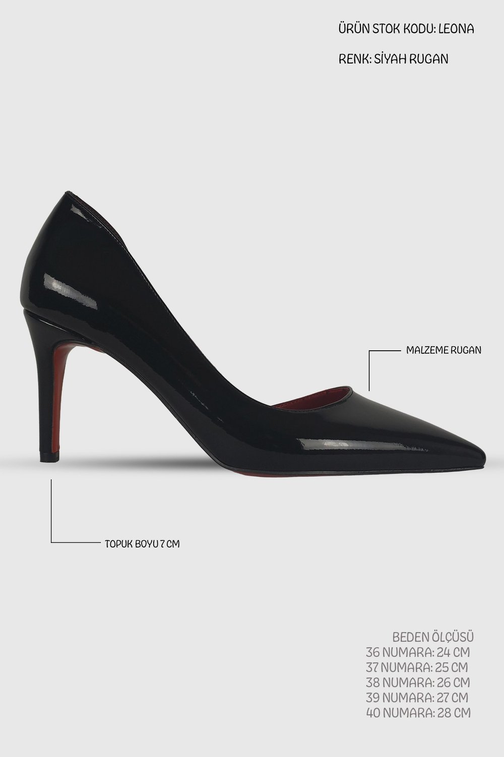 Leona Siyah Rugan İç Kısmı Açık Sivri Burun Kadın Stiletto