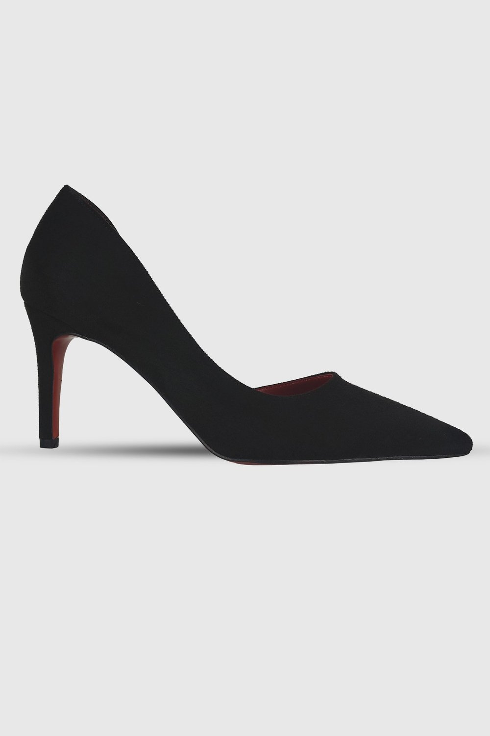 Leona Siyah Süet İç Kısmı Açık Sivri Burun Kadın Stiletto