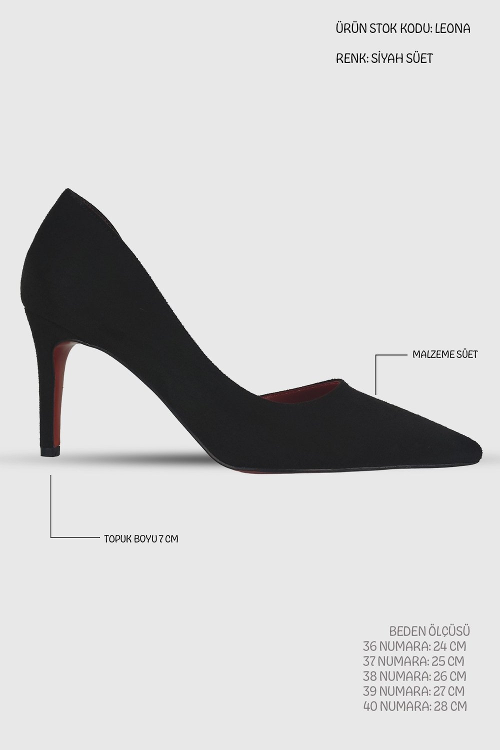 Leona Siyah Süet İç Kısmı Açık Sivri Burun Kadın Stiletto