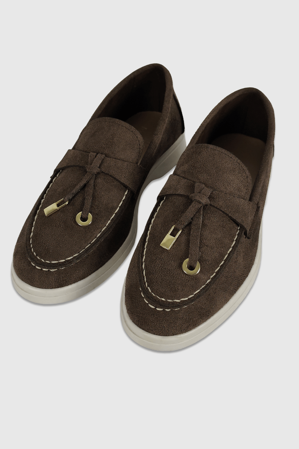 Lucy Kahve Süet Püskül Detay Oval Burun Kadın Loafer Ayakkabı