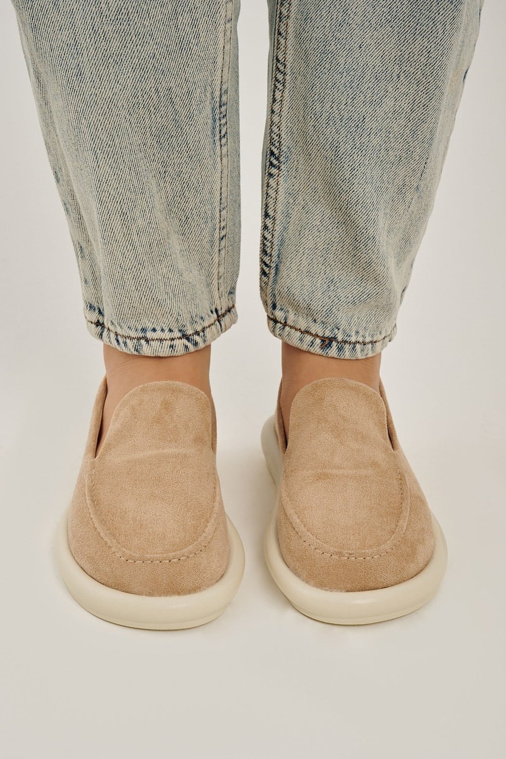 Perla Nude Süet Düz Taban Kadın Loafer