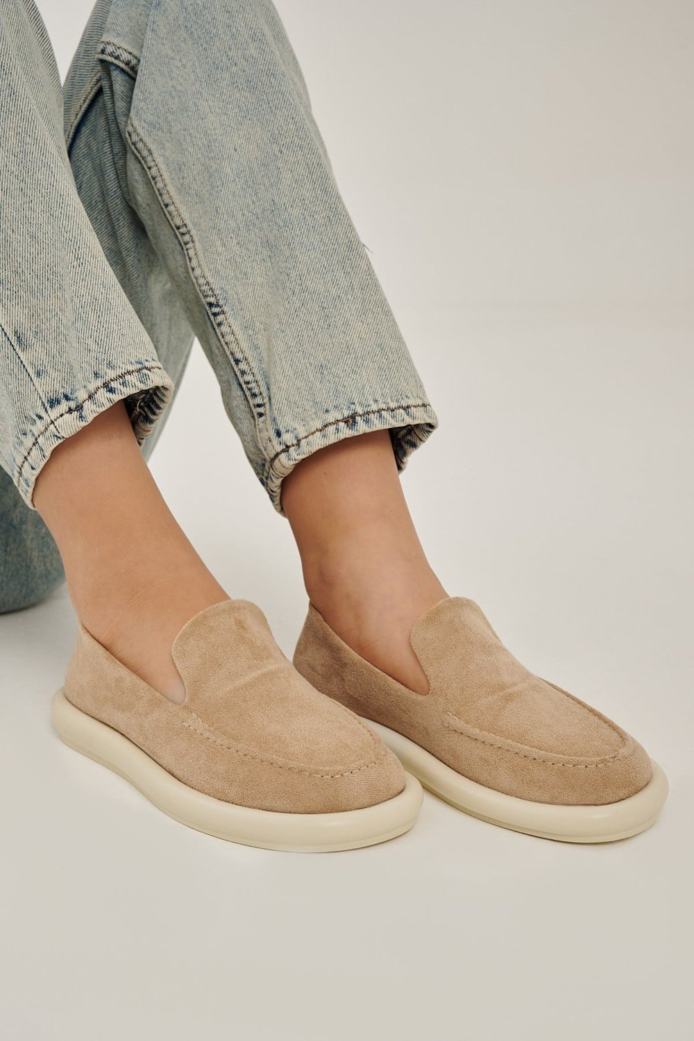 Perla Nude Süet Düz Taban Kadın Loafer