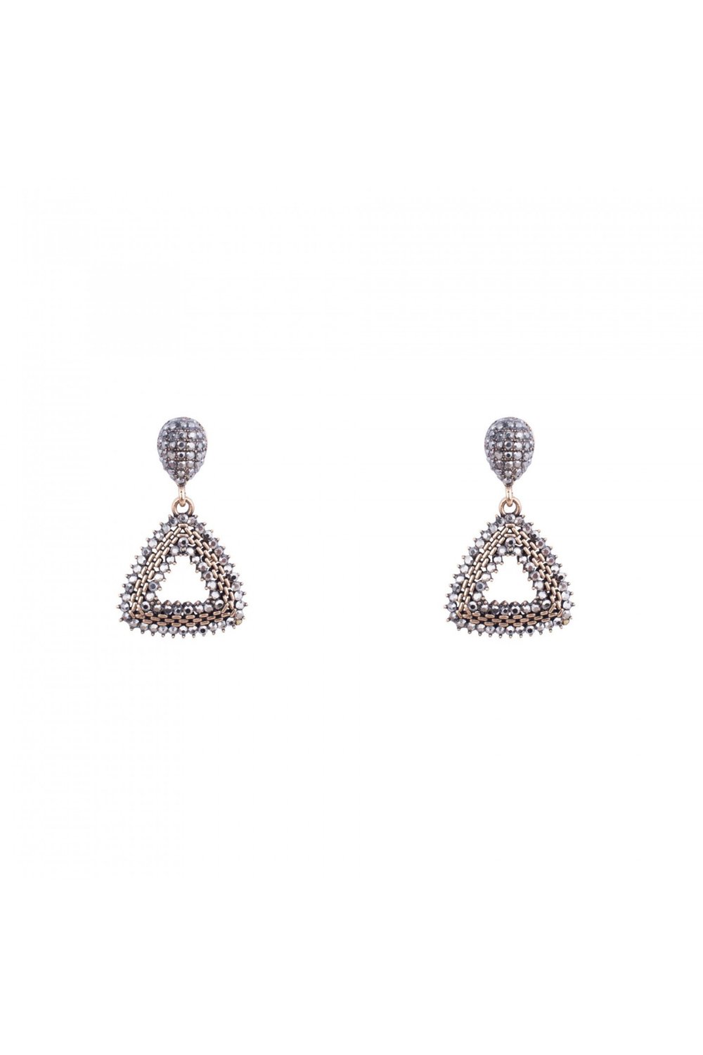 Altın Kristal Taşlı Geometrik Küpeler | Altın JS12800 