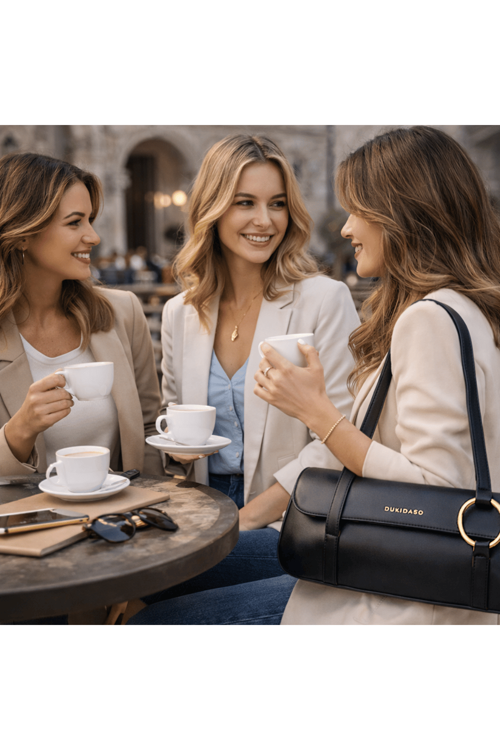 Siyah Gold Halka Detaylı Kadın Omuz Çantası | Siyah T8314