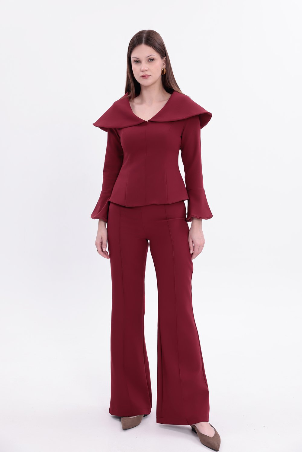 Burgundy Striped Pants