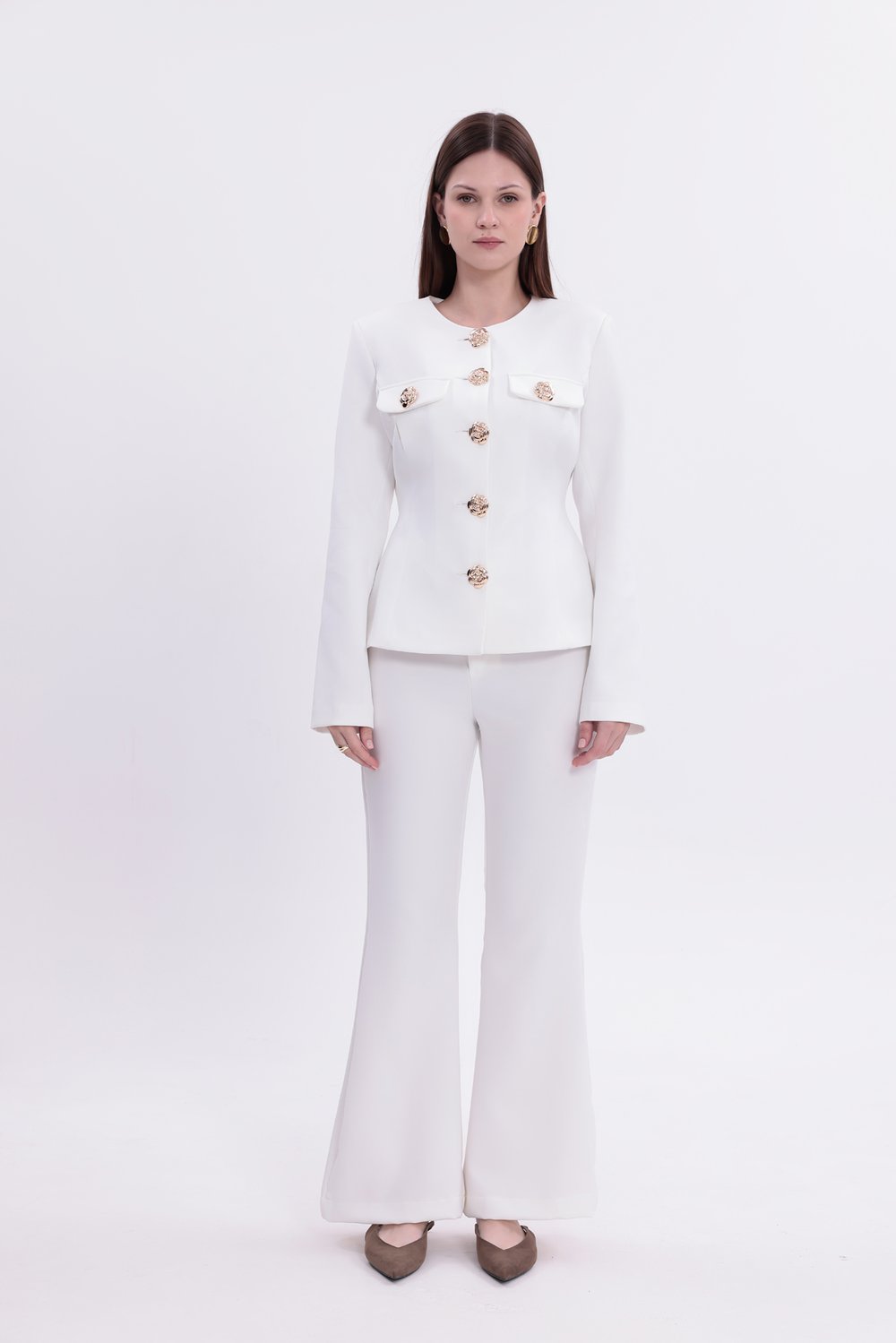 White Straight Pants