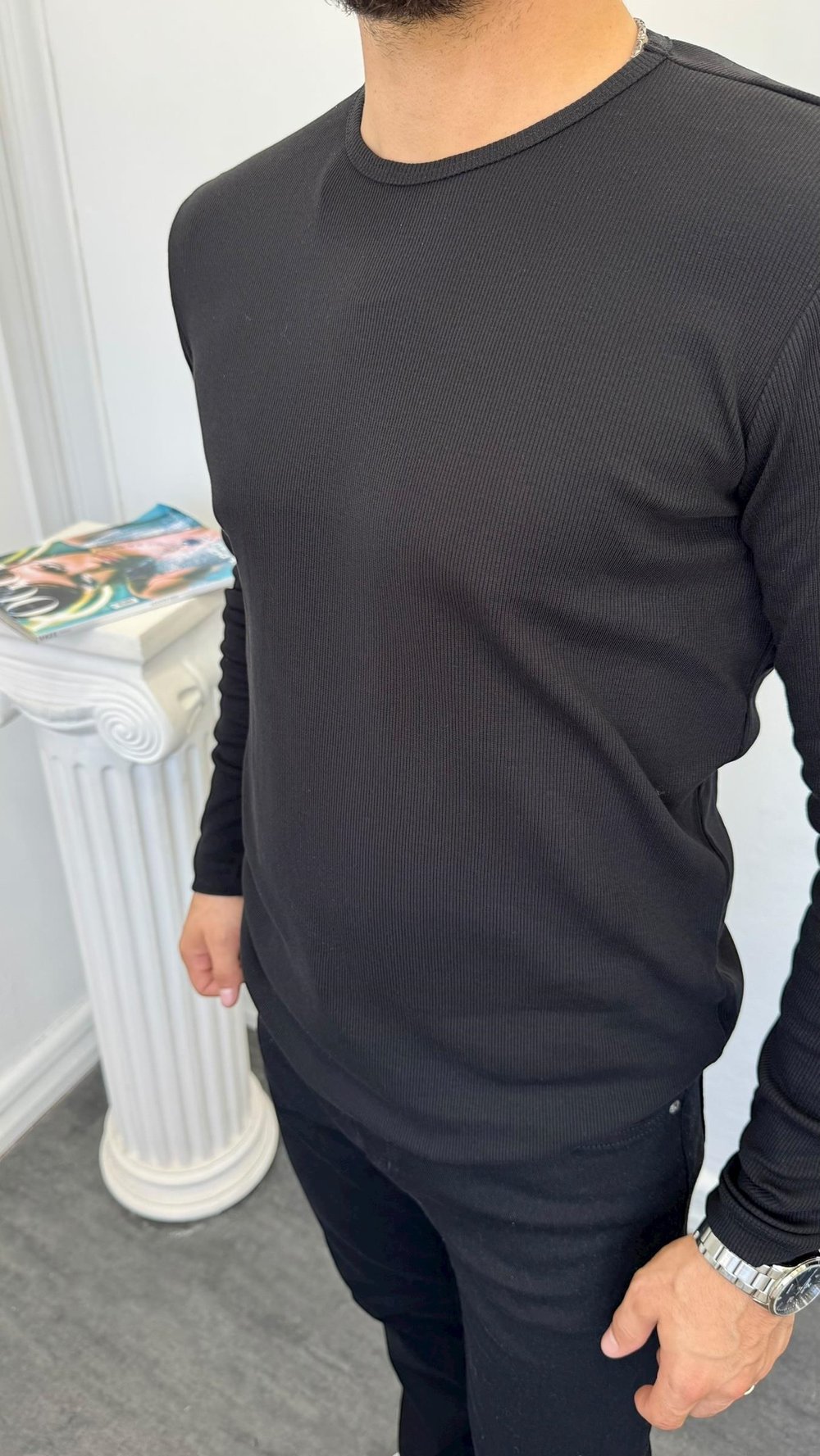 Fitilli Basic Sweatshirt Siyah