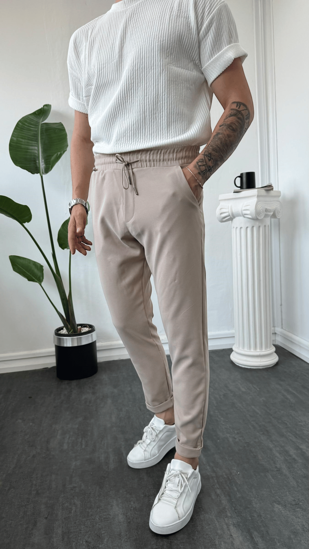 MR Duble Paça Jogger Krem