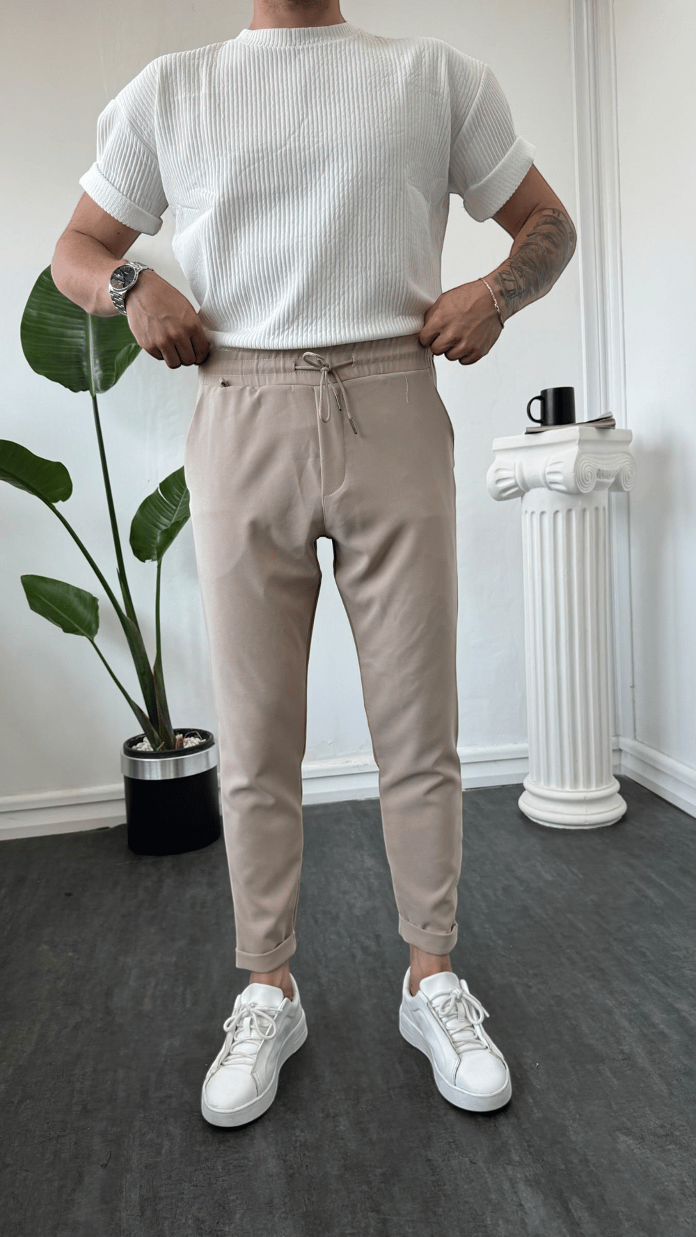 MR Duble Paça Jogger Krem
