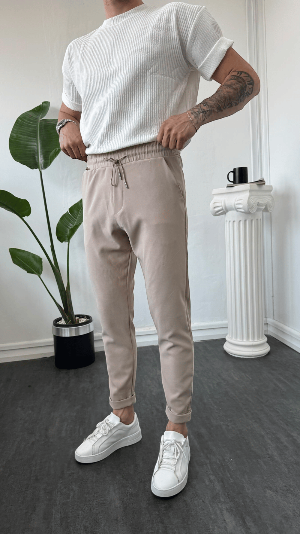 MR Duble Paça Jogger Krem