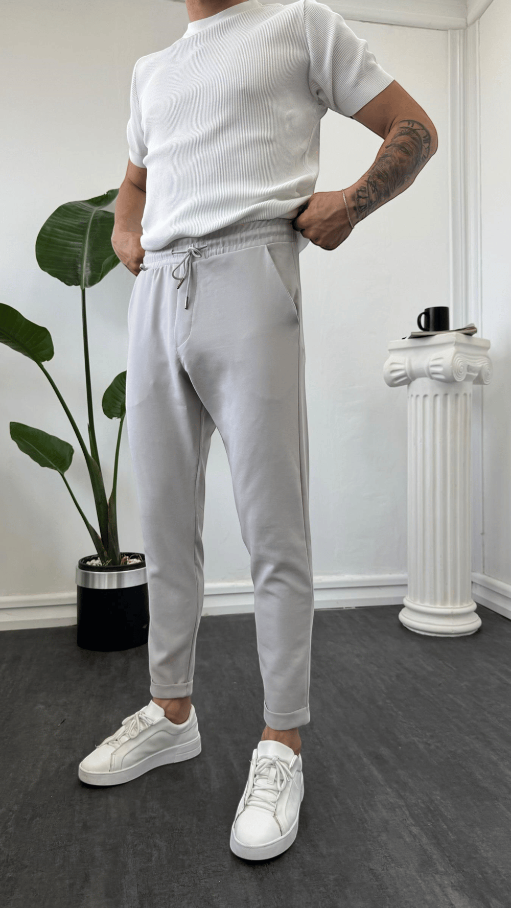 MR Duble Paça Jogger Taş Gri