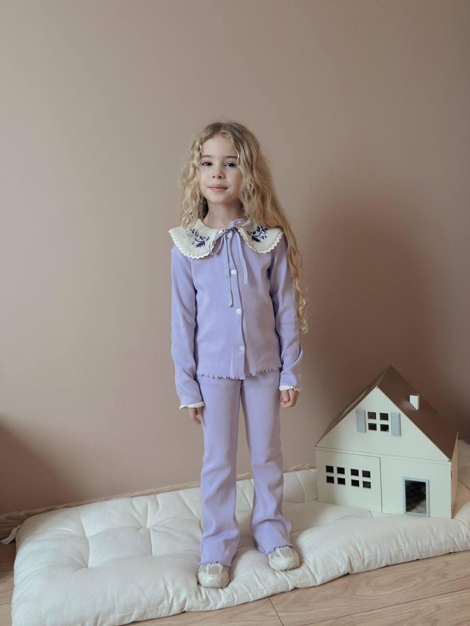 Dantel Yaka Kaşkorse Takım (LİLA)