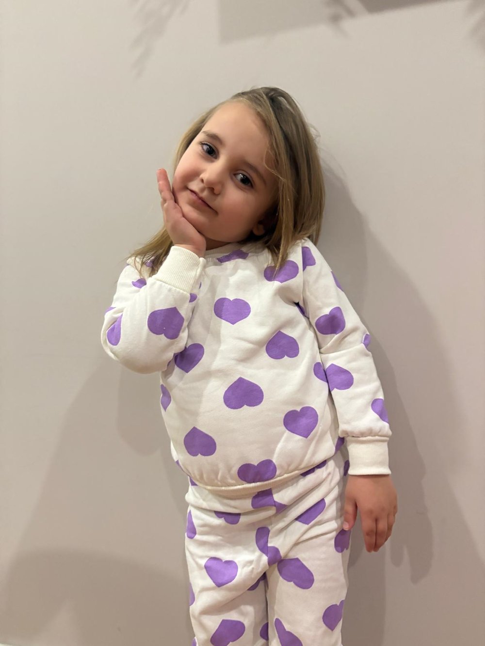 Mor Kalp Detaylı Pijama Takımı