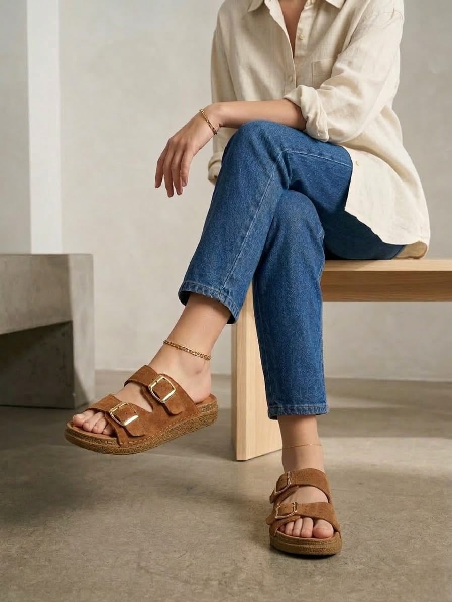 Hakiki Deri Taba Günlük Terlik