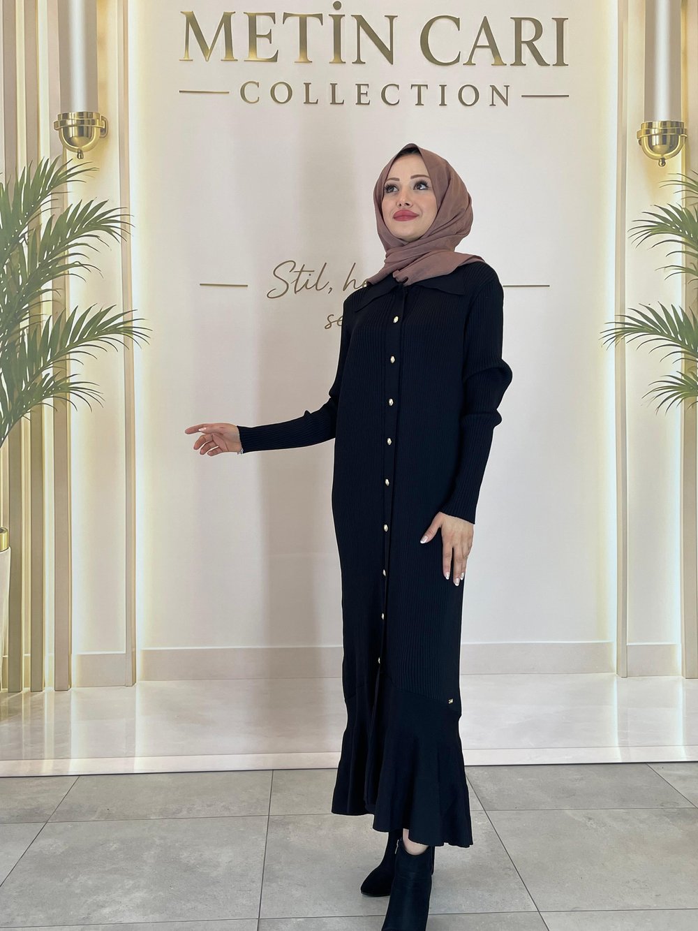 3159 Fitilli Elbise Siyah