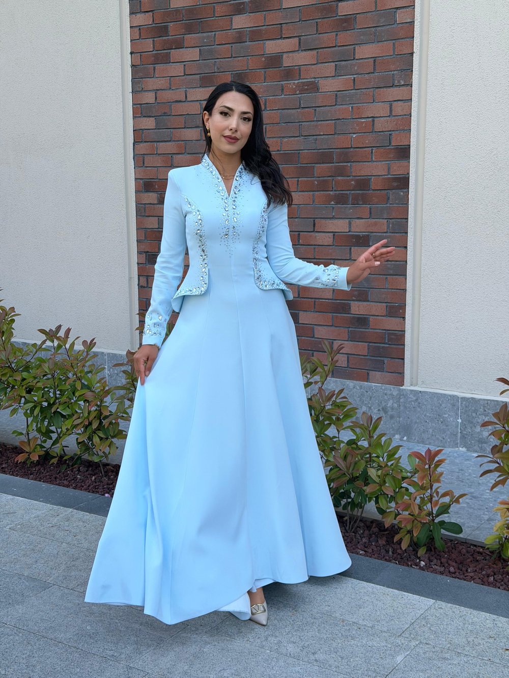 Lacrima Peplum Kesimli Taş İşlemeli Abiye