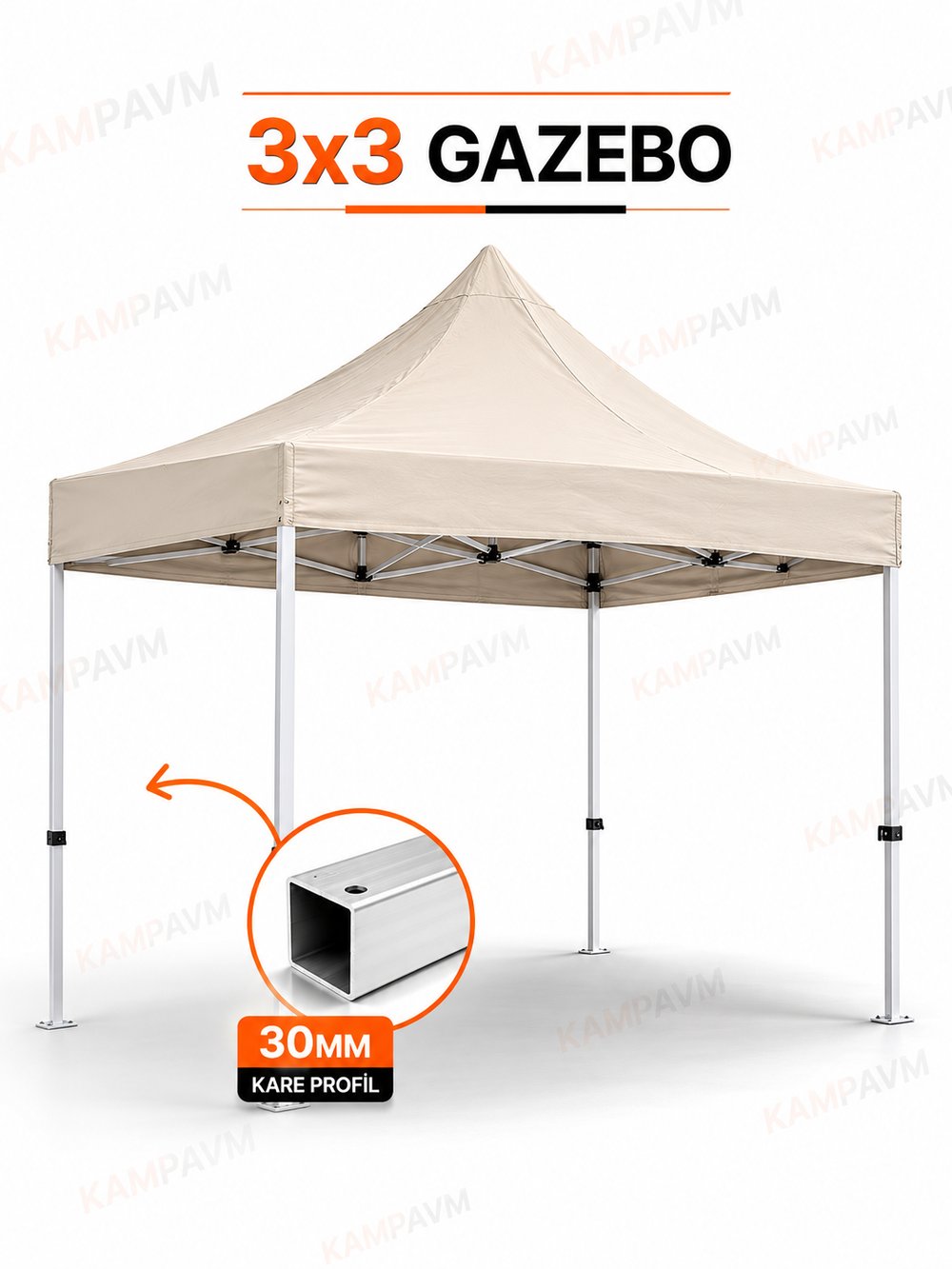 3x3 Katlanır Gazebo Çadır Pratik Kurulumlu Portatif Gölgelik - Çadır KampAVM