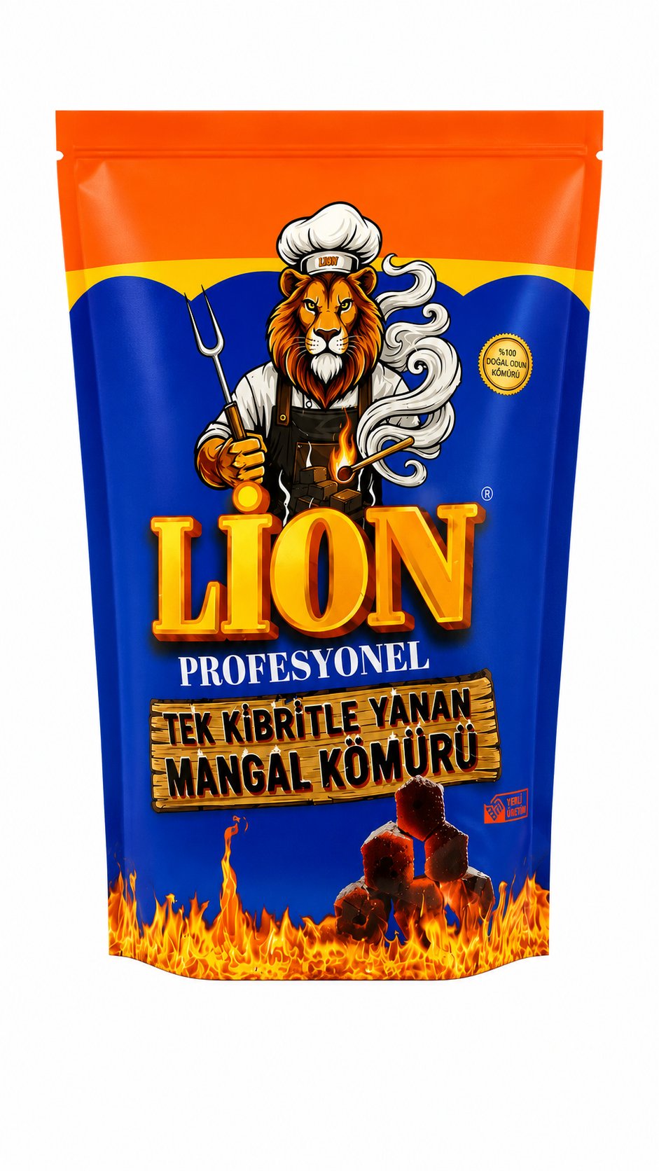 Lion Profesyonel Tek Kibritle Yanan Mangal Kömürü 1.5 Kg - Mangal - Barbekü Ekipmanları KampAVM