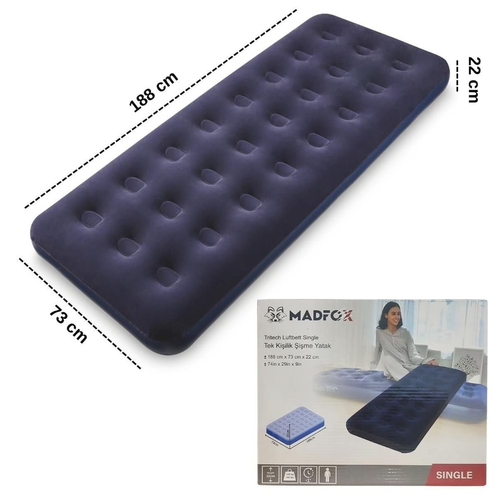 MADFOX Tritech Luftbett Single Tek Kişilik Şişme Yatak - Kamp Ekipmanları KampAVM