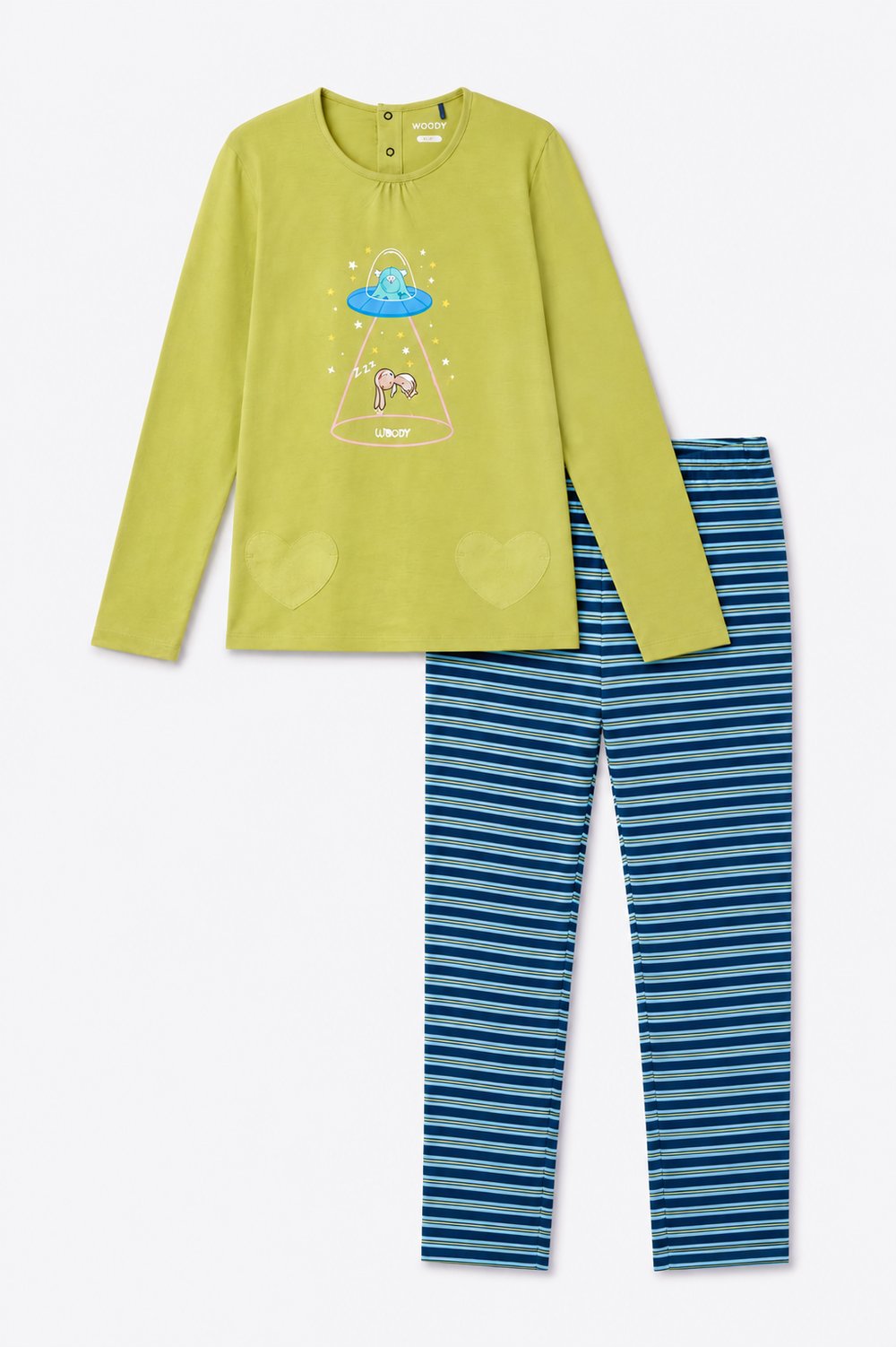 Baskı Detaylı Limon Yeşili Kadın Pijama