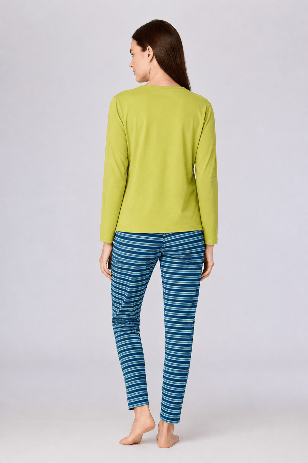 Baskı Detaylı Limon Yeşili Kadın Pijama