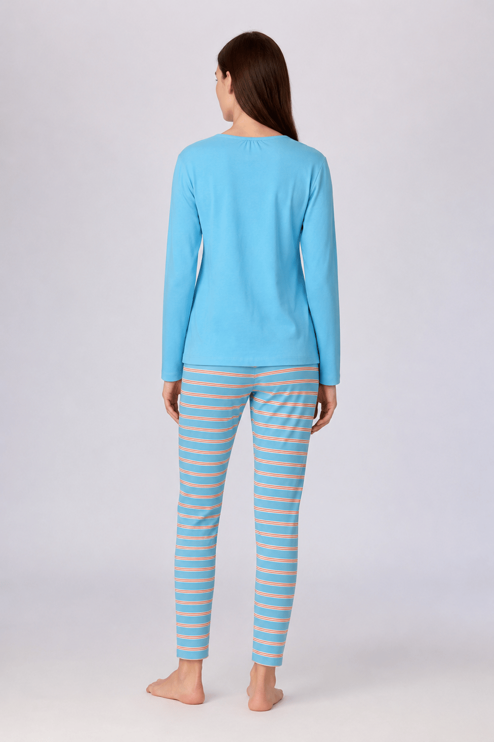 Baskı Detaylı Mavi Kadın Pijama