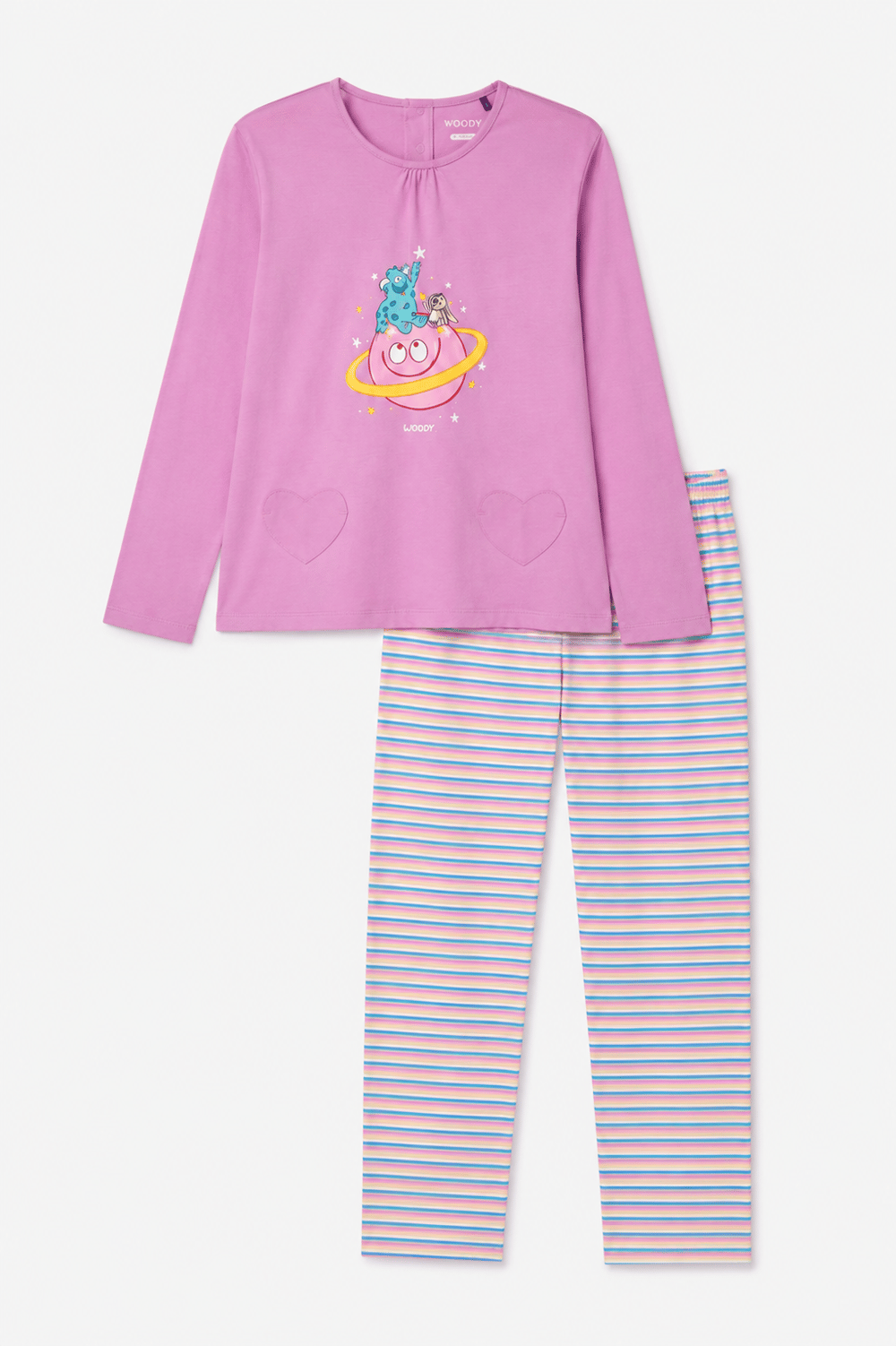 Baskı Detaylı Pembe Kadın Pijama