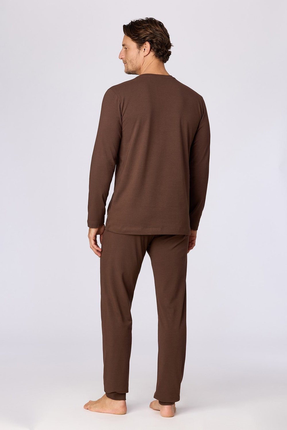 Kahverengi Basic Erkek Pijama Takımı